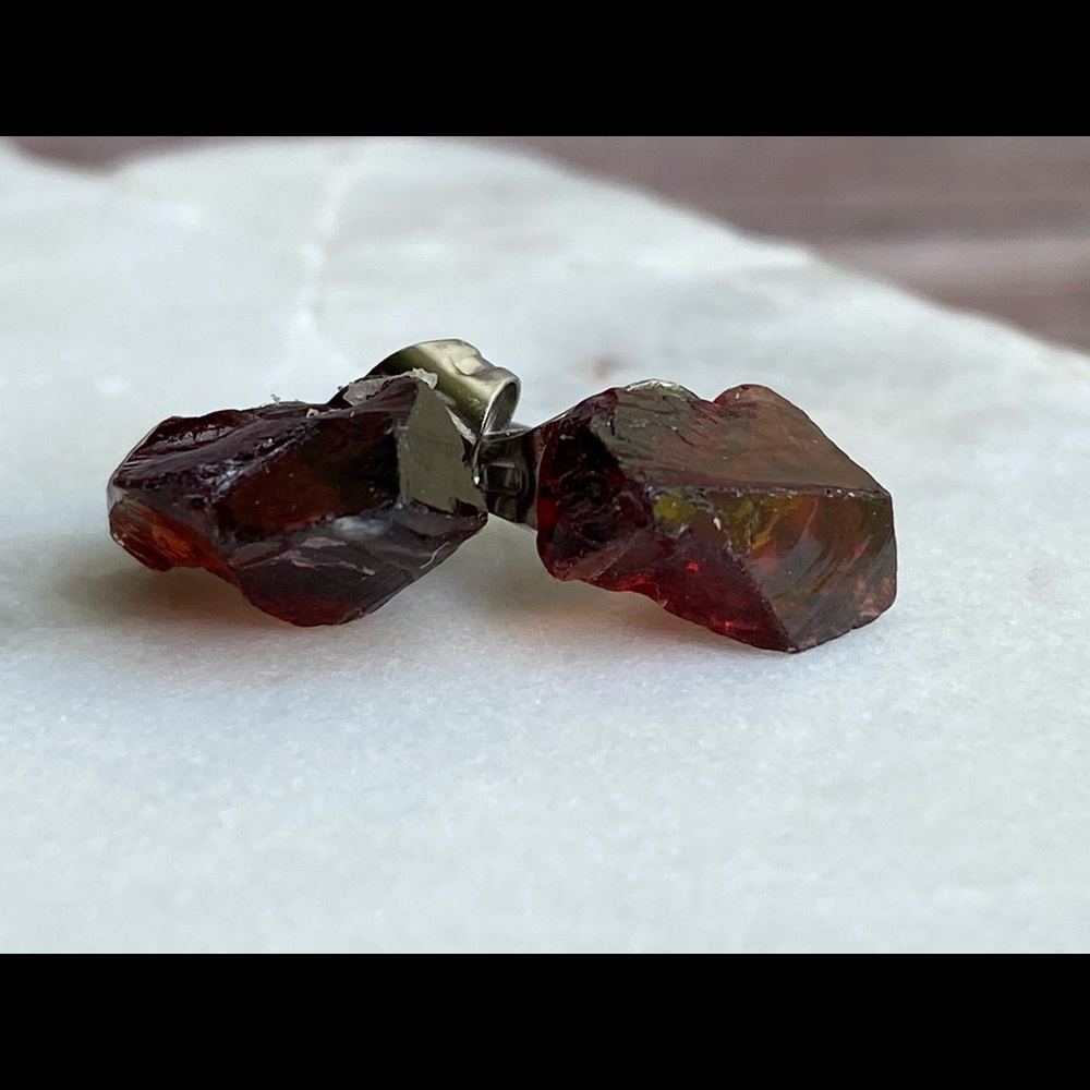 Raw Garnet Earrings